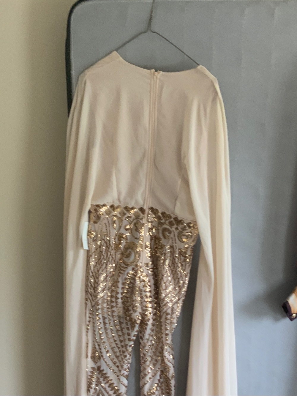Banjul Cream Dress with Gold Sequin Skirt